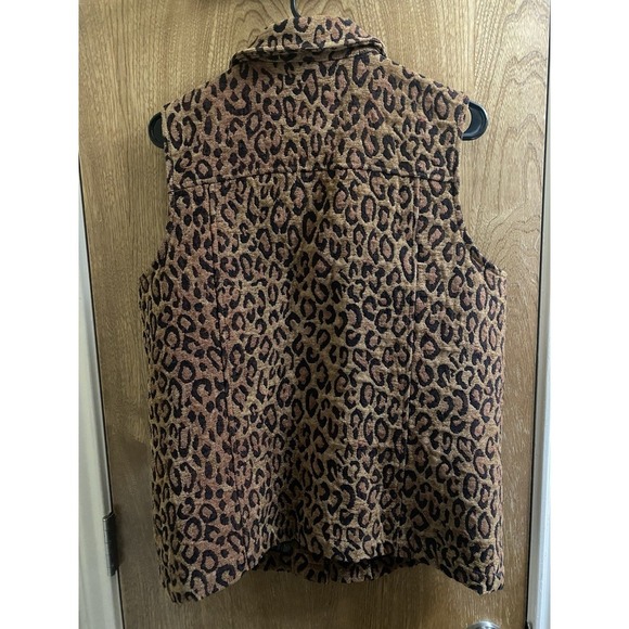 Vintage Coldwater Creek Tapestry Vest Womens  Leopard Print Cheetah Thick Sz M - Picture 7 of 11